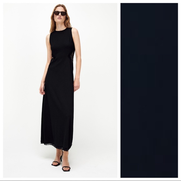 NWT. Zara Black Combination Lace Maxi Dress. Size S. - Picture 2 of 11